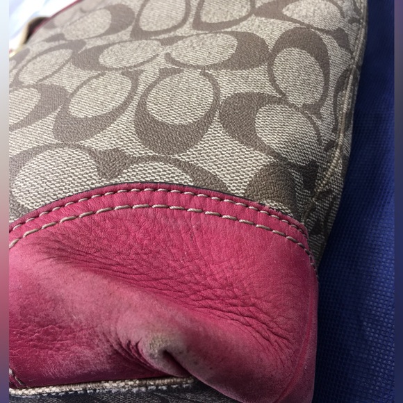 Coach Heritage Stripe Signature Tote Shoulder Bag 11350 Canvas Pink Stripe - Picture 6 of 16